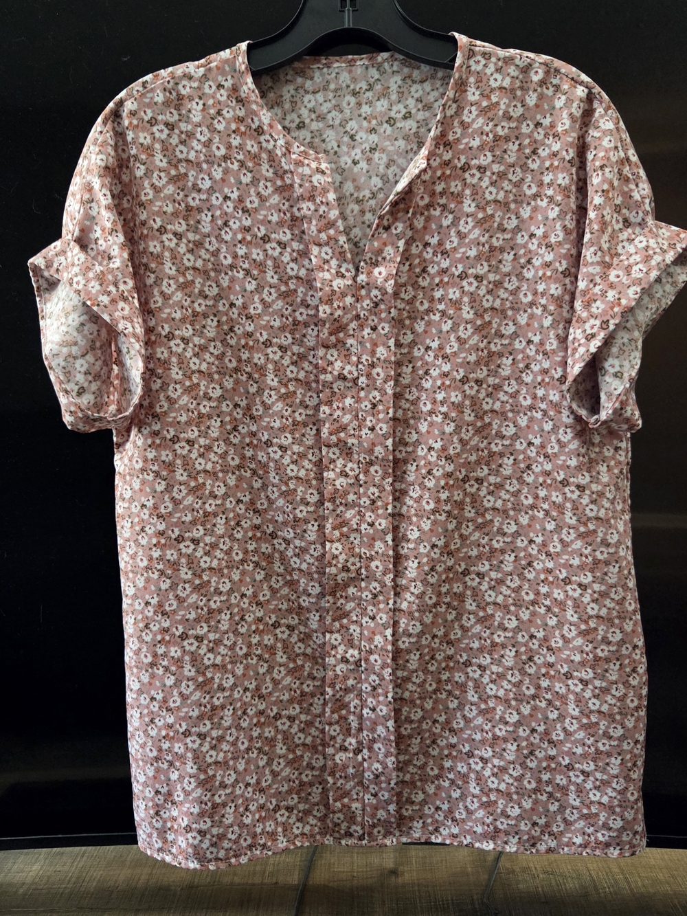 Floral Short Sleeve Blouse in Dusty Rose
